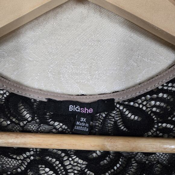 Blashe Sheer Lace Long Cardigan Duster sz 3X Black Witchy Whimsigoth Open Front - Picture 7 of 14